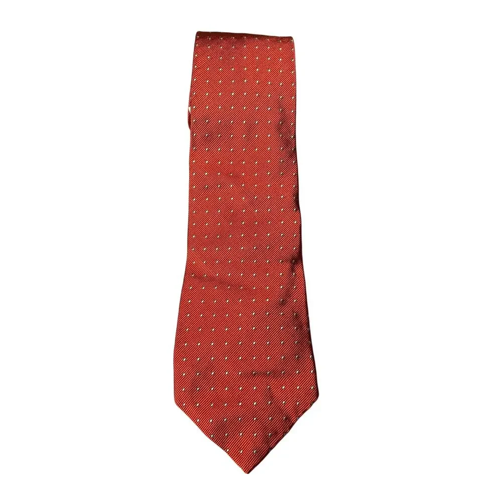 Polo Ralph Lauren Made Italy Silk Tie Orange / cream-white Dots